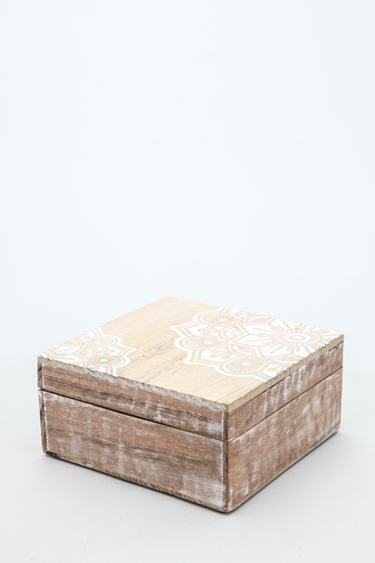 Box Mangoholz Gypset white washed 18x18x6.25 cm