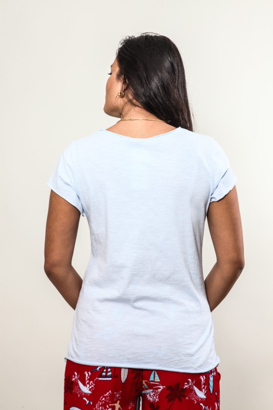 T-Shirt Baumwolle kurzarm hellblau - One Size