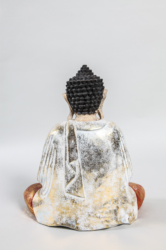 Buddha betend weiss/goldf/rot 30 cm