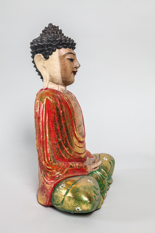 Buddha sitzend rot/grün 30 cm