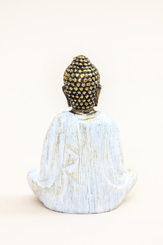 Buddha betend weiss/goldfarben 10 cm