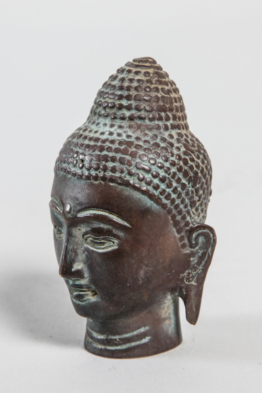 Buddhakopf antikfarben Messing 9 cm