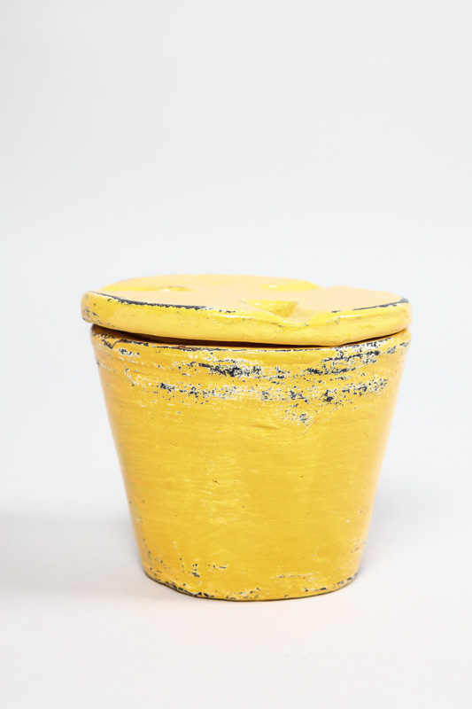 Aschenbecher gelb antik 10 x 8 cm
