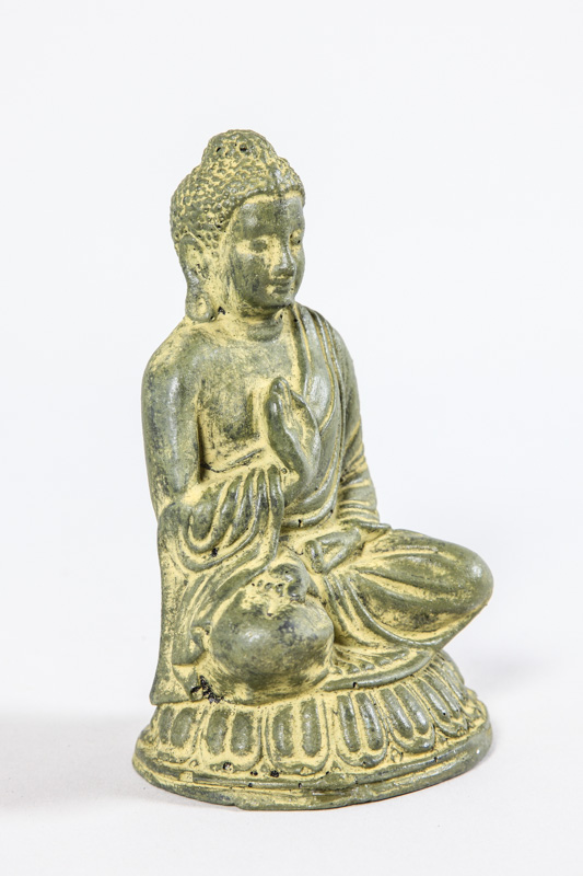Buddha betend grün/goldfarben