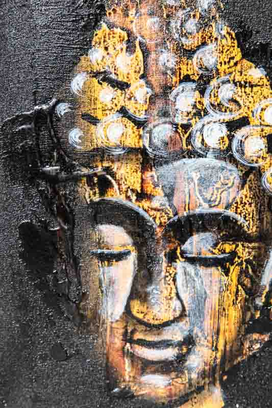 Bild Buddhakopf goldfarben/braun/schwarz 20 x 25 cm