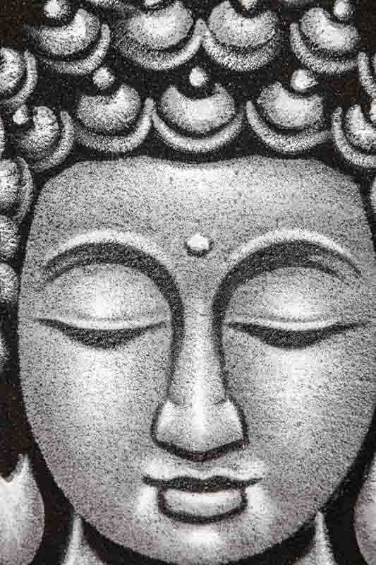 Bild Buddha silberfarben/schwarz 30 x 40 cm