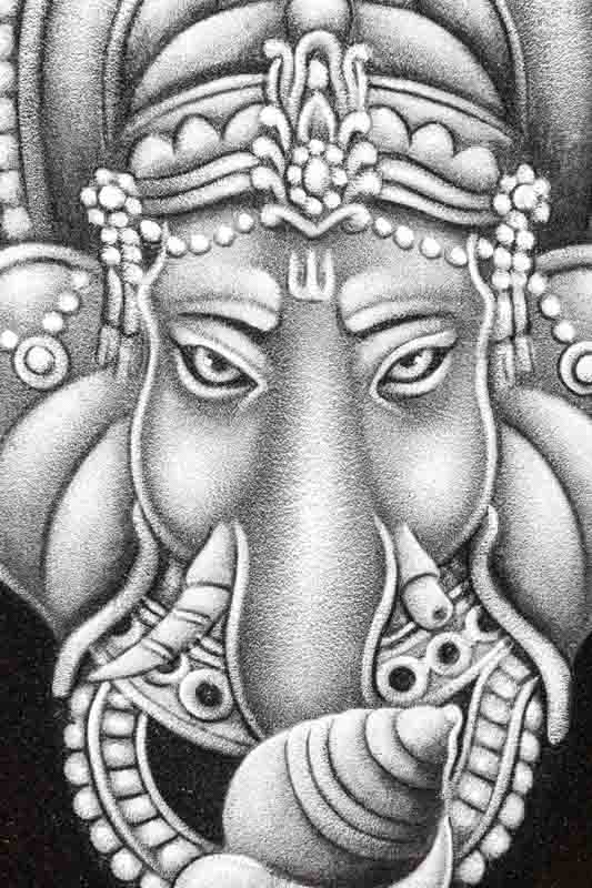 Bild Ganesha silberfarben/schwarz 60 x 80 cm