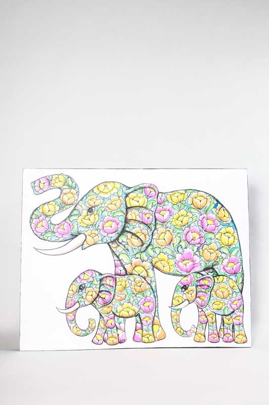 Bild Elephanten bunt 70 x 90 cm