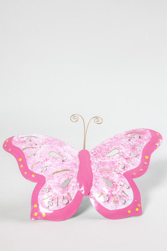 Deko Schmetterling Metall gross pink