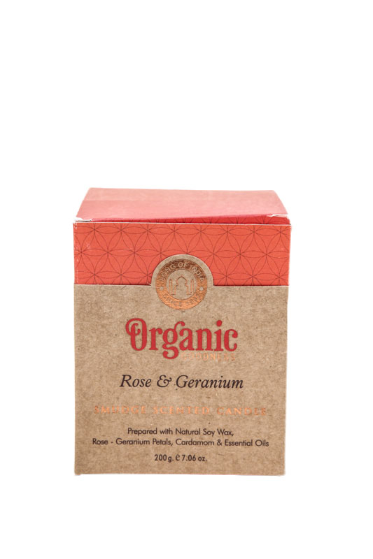 Duftkerze Organic im Glas Rose & Geranium