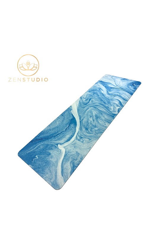 Yogamatte bedruckt Marmor blau