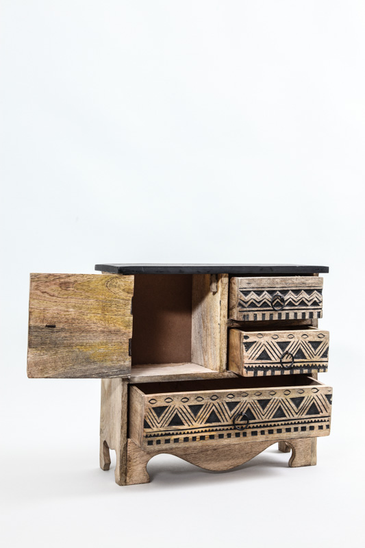 Deko-Kommode mit 3 Schubladen und 1 Türe 30 x 30 x 10 cm