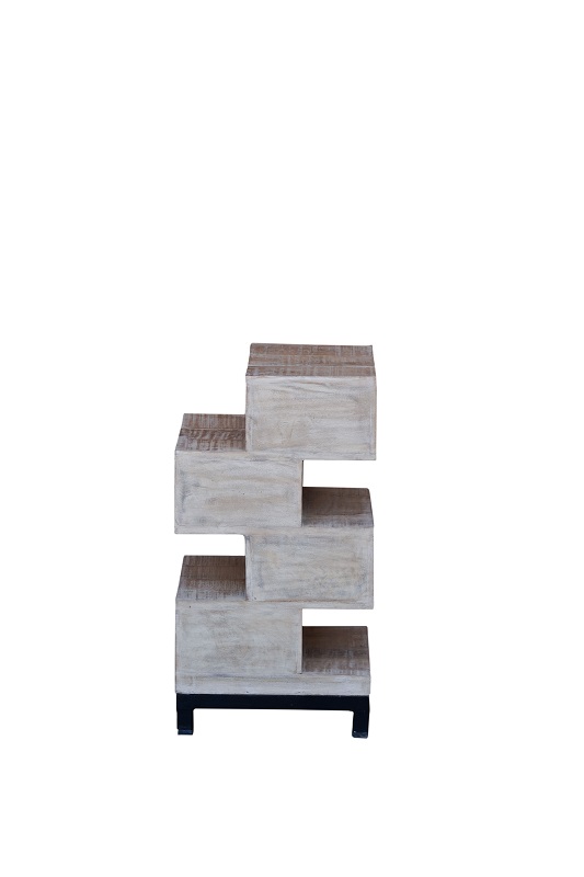 Kommode Mangoholz mit 4 versetzten Schubladen 40 x 32 x 75 cm