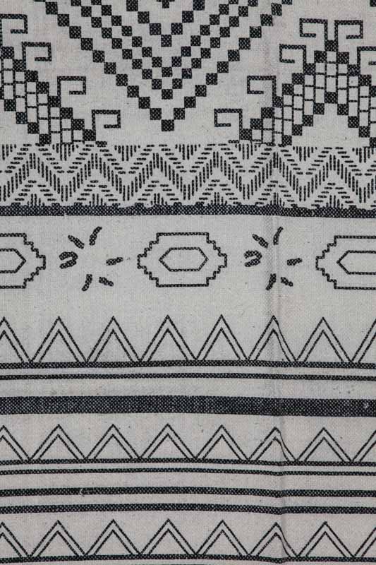 Teppich Baumwolle gemustert graphisch beige/schwarz 120 x 180 cm
