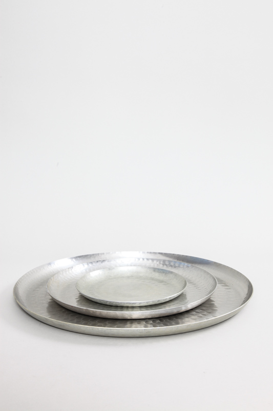 Serviertablett Aluminium rund gehämmert 19.5 cm