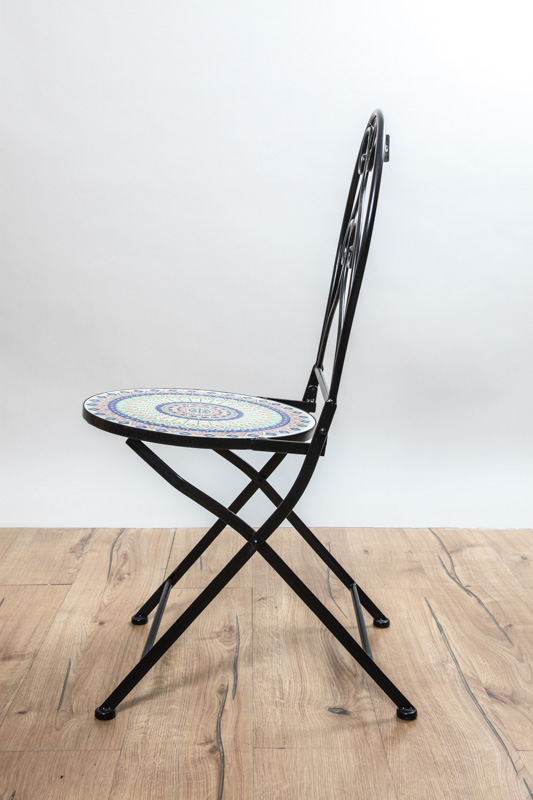 Stuhl Metall/Mosaik beige/blau/rosa 39 x 50 x 94 cm