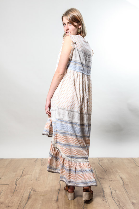 Kleid Baumwolle beige/braun/multicolor S/M