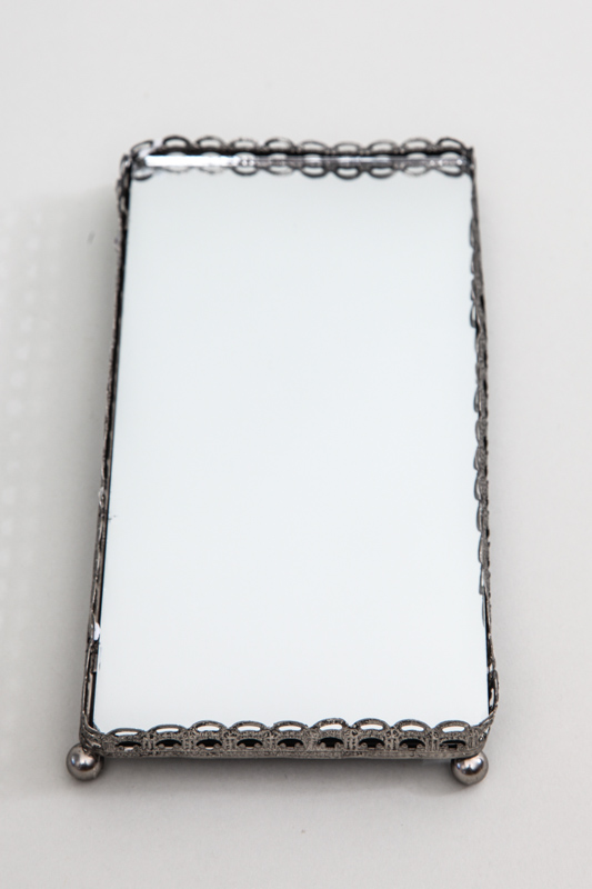 Tablett mit Spiegel silberfarben 21 x 10 cm