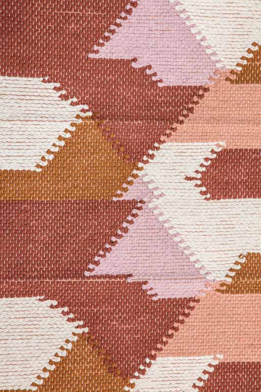 Teppich rosa/dunkelrot/beige Baumwolle/Recycling Fasern 60 x 90 cm