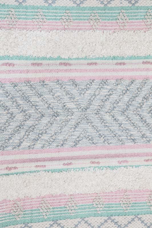 Teppich rosa/hellgrün/grau/beige Baumwolle/Recycling Fasern 60 x 90 cm