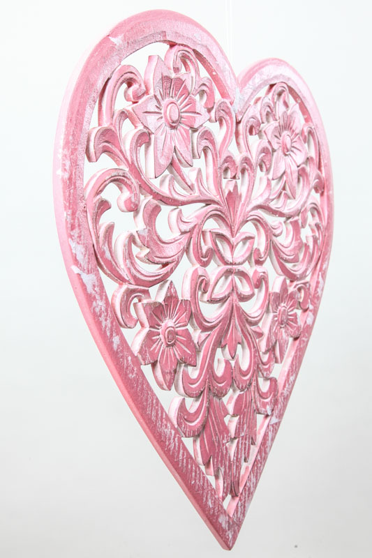 Wanddeko Herz pink 40 cm