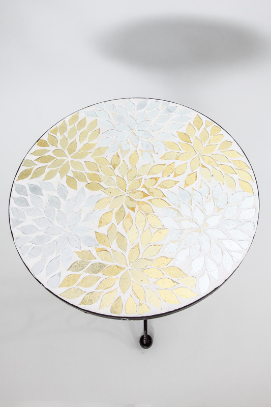 Mosaiktisch rund goldfarben/silberfarben 40 cm