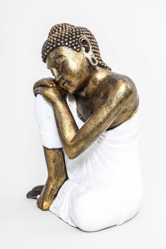 Lazy Buddha goldfarben/weiss 30 cm