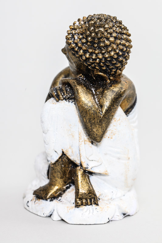 Lazy Buddha goldfarben/weiss 12 cm