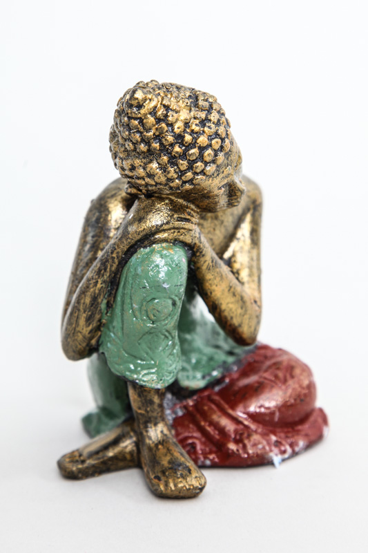Lazy Buddha goldfarben/grün/rot 10 cm
