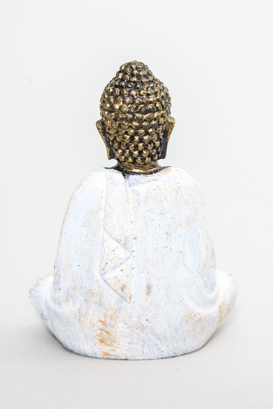 Buddha sitzend goldfarben/weiss 9.5 cm