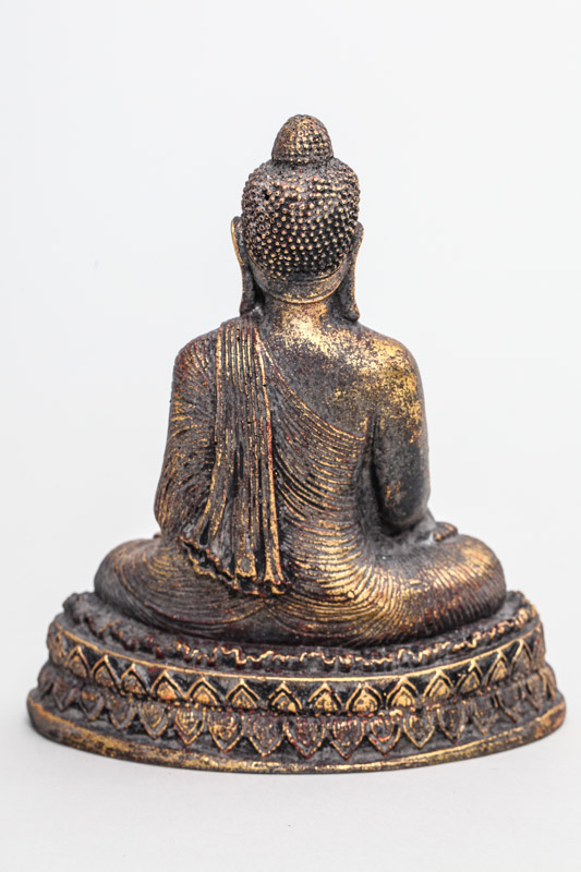 Buddha Lotussitz grau/rot/goldfarben 17 cm