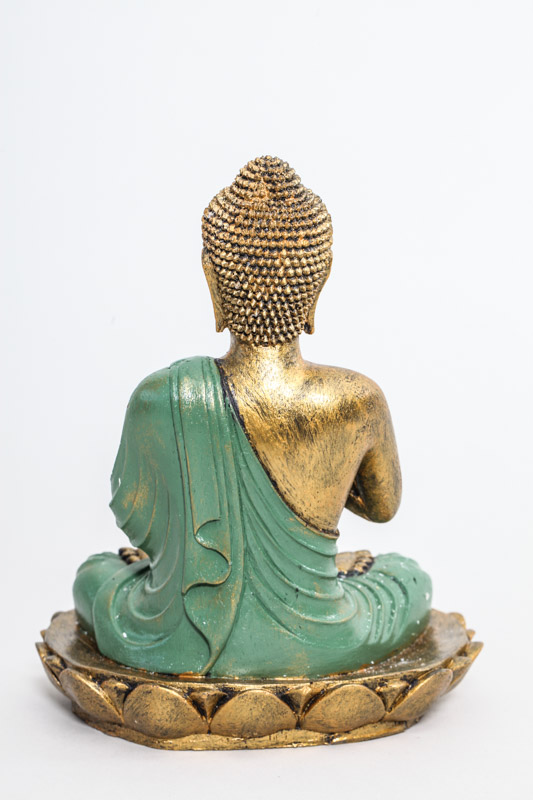 Buddha Lotussitz goldfarben/grün 22 cm