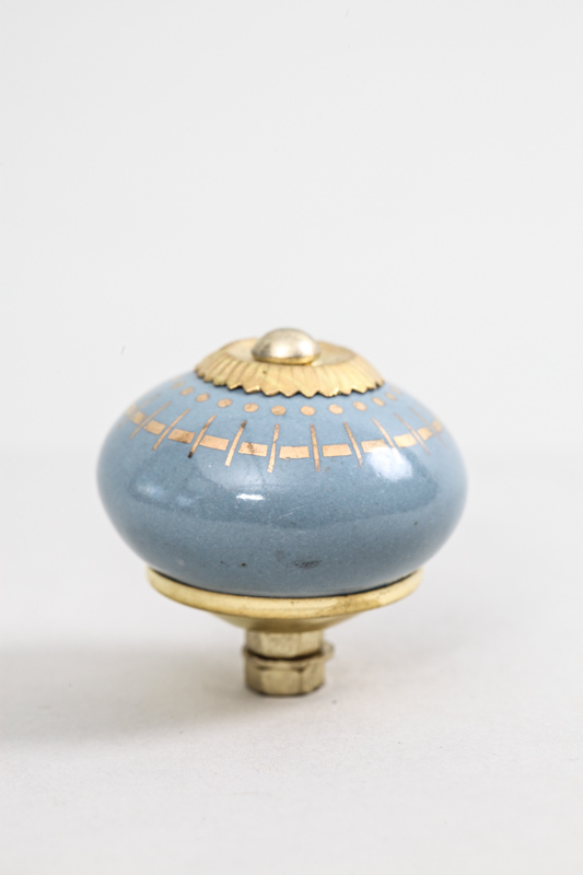 Türknopf Keramik rund blau gemustert