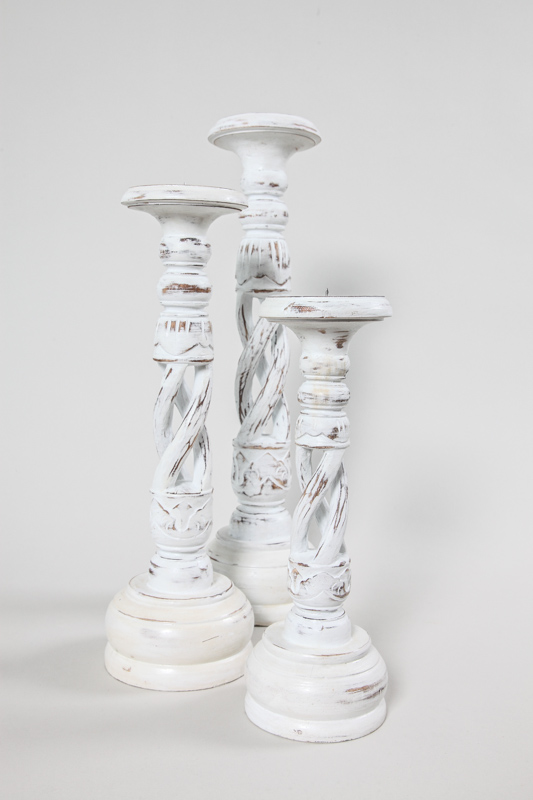Kerzenständer verdreht white wash 50 cm