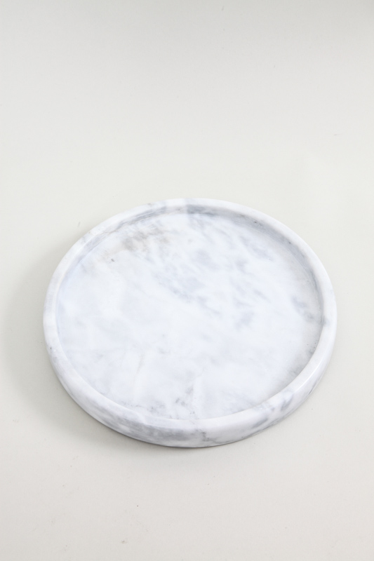 Tablett rund Marmor weiss 25 cm