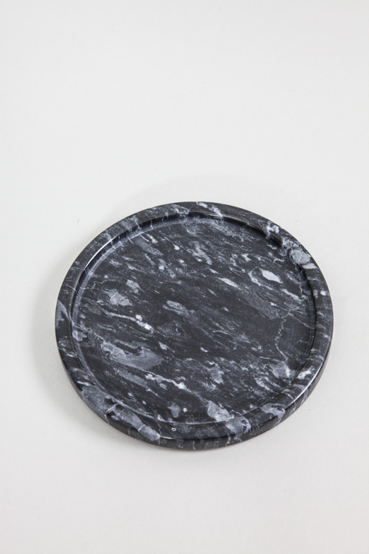 Tablett rund Marmor schwarz 14 cm
