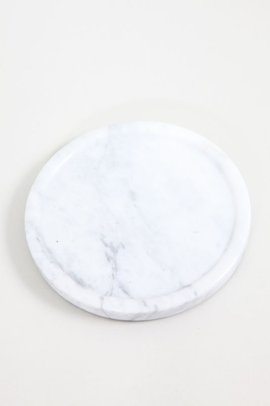 Tablett rund Marmor weiss 14 cm