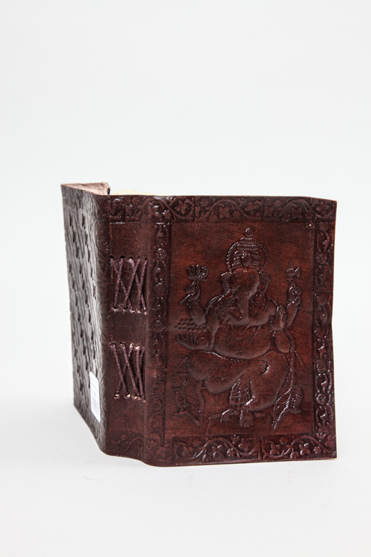 Notizbuch Leder Ganesha handgemacht 11.5 x 15.5 cm