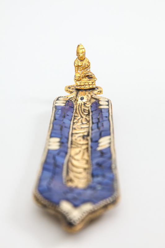 Räucherstäbchenhalter blau/goldfarben Buddha