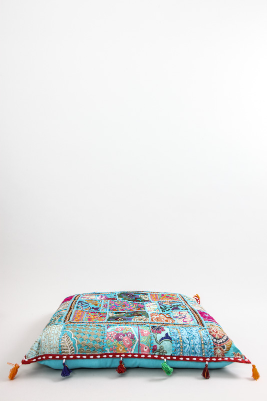 Kissen Patchwork hellblau/multicolor 55 x 55 cm