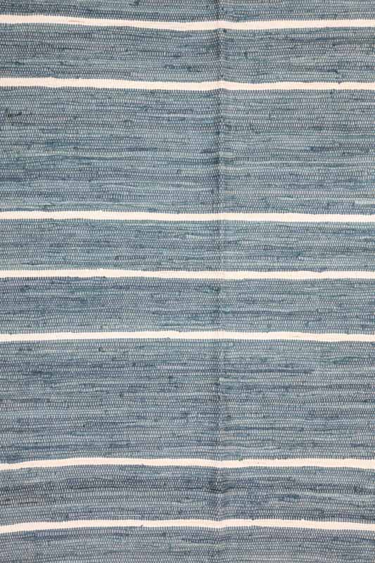 Teppich Baumwolle dunkelblau gestreift 120 x 180 cm