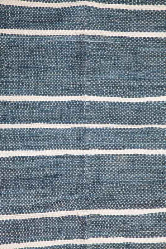 Teppich Baumwolle dunkelblau gestreift 100 x 150 cm