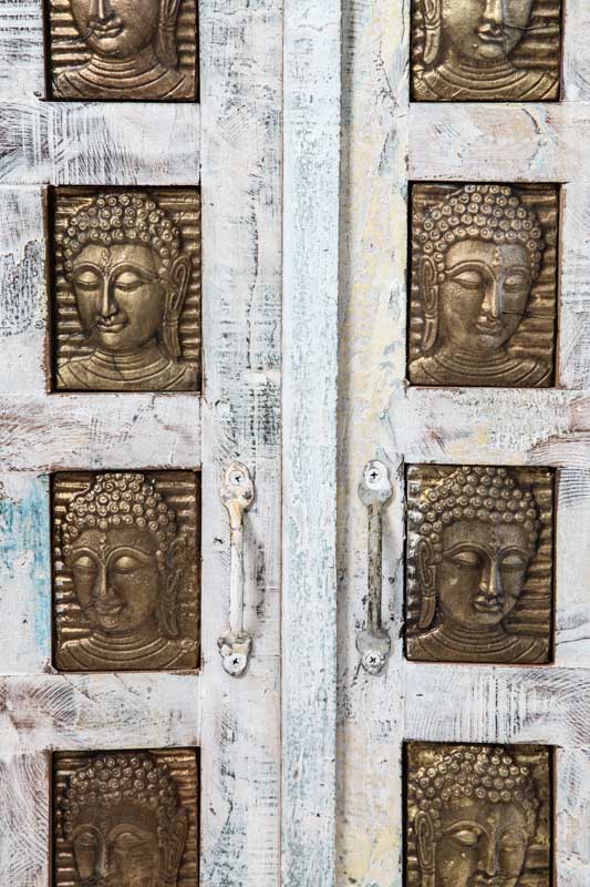 Schrank Mangoholz mit 2 Türen Buddhas 78 x 40 x 100 cm