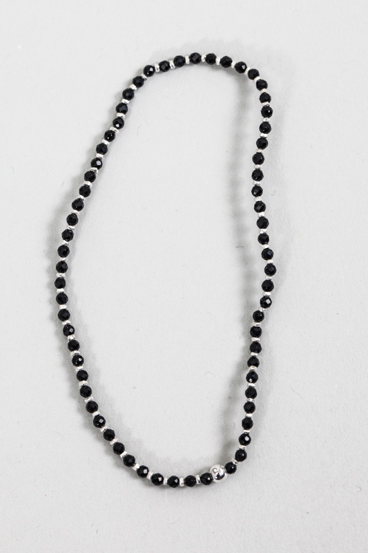 Silberarmband schwarzer Achat 18 cm
