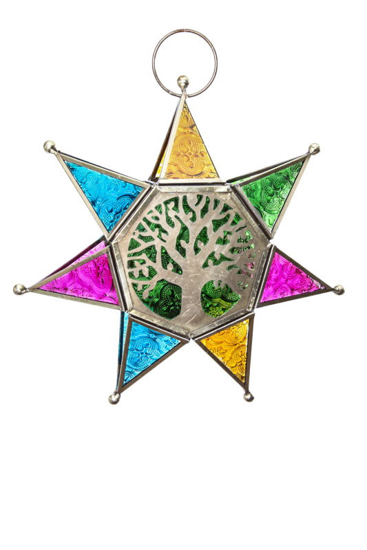 hängende Laterne Stern Lebensbaum multicolor