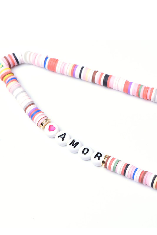 Handyanhänger "AMOR" Katsuki Perlen pink/weiss/multicolor