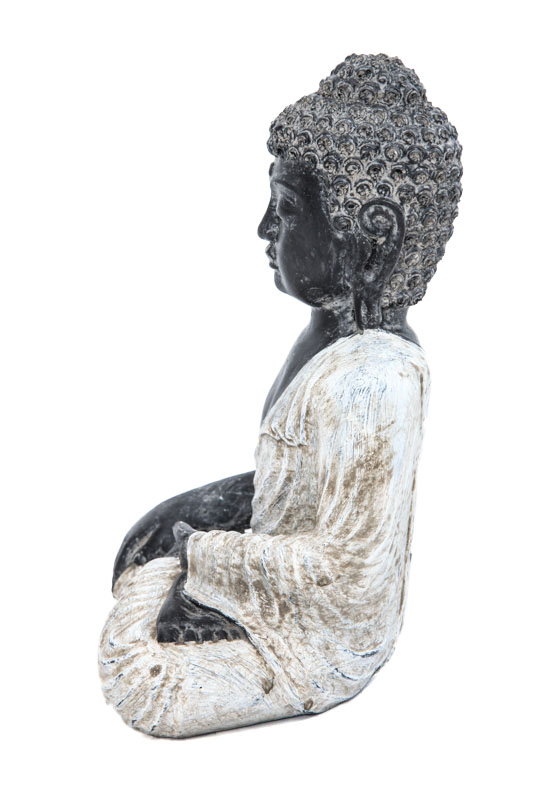 Buddha Lotussitz schwarz/weiss 22 cm