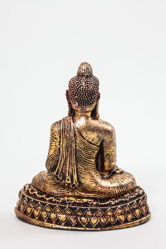 Buddha Lotussitz goldfarben/schwarz/rot 17 cm