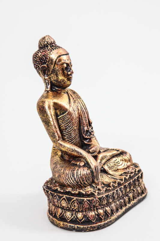 Buddha Lotussitz goldfarben/schwarz/rot 17 cm