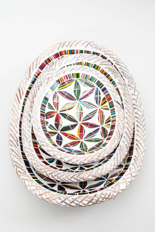 Mosaikschale oval Lebensblume multicolor 30 cm